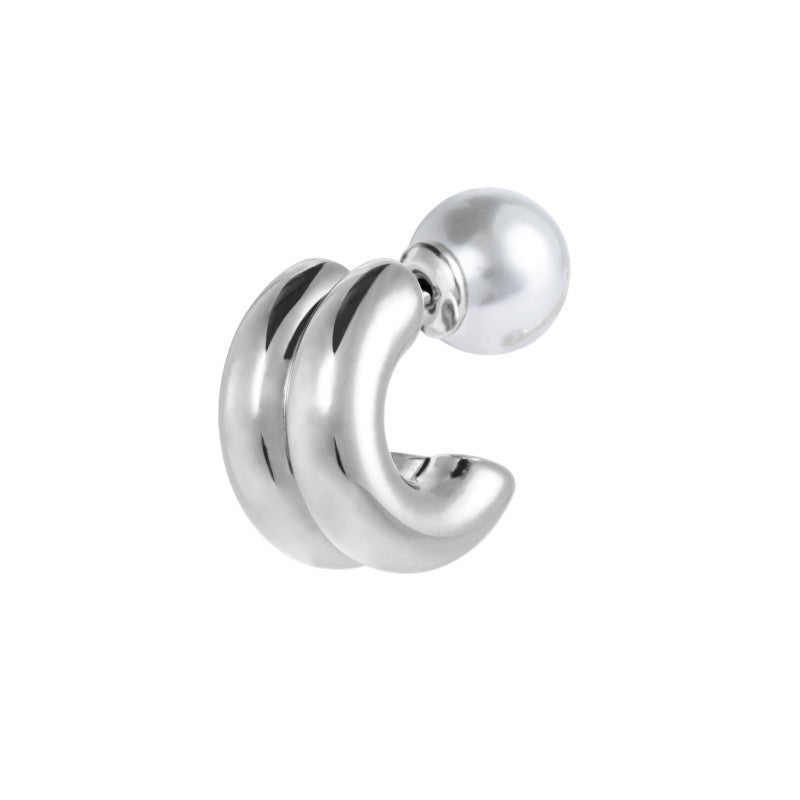 MARLU- Orecchino a lobo a cerchietto doppio 1,5cm con chiusura perla