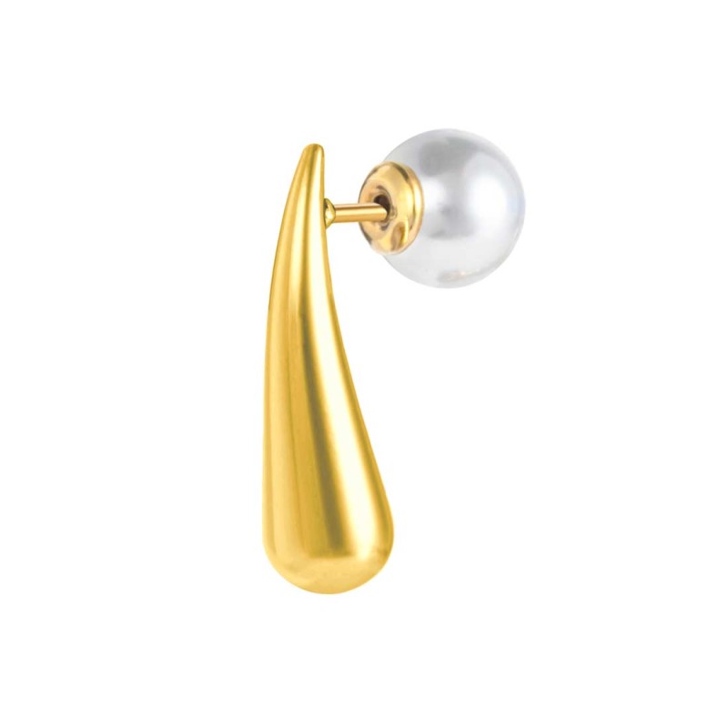 MARLU- Orecchino a lobo goccia 2,2 cm con chiusura perla