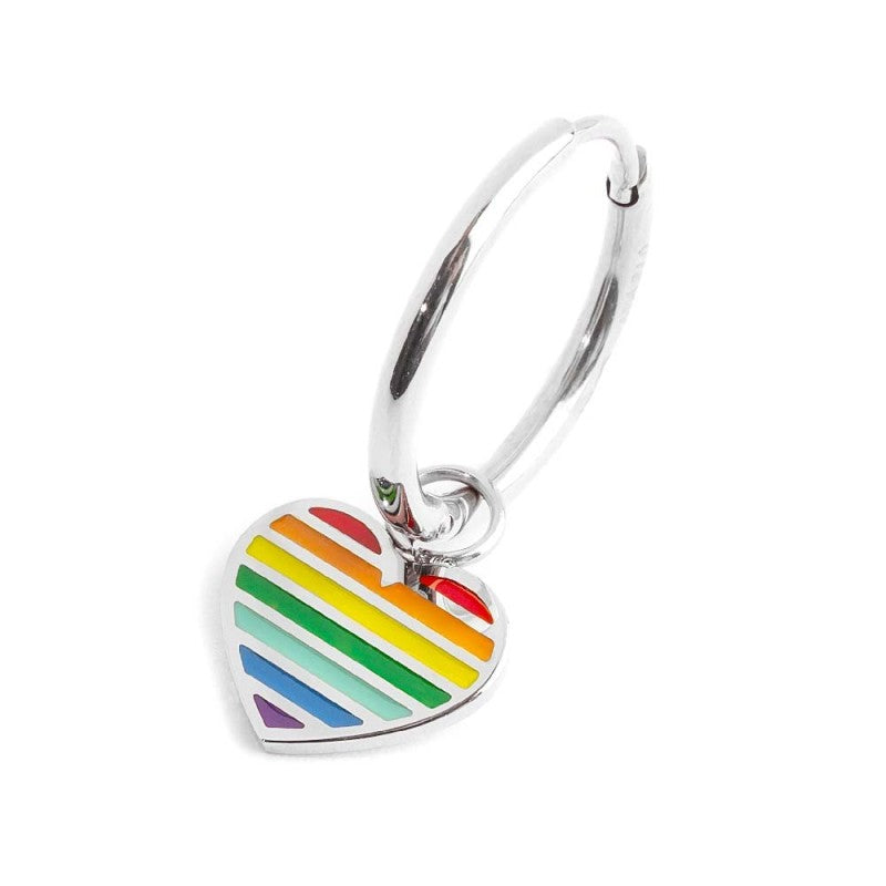 MARLU- Orecchino a cerchio cuore arcobaleno