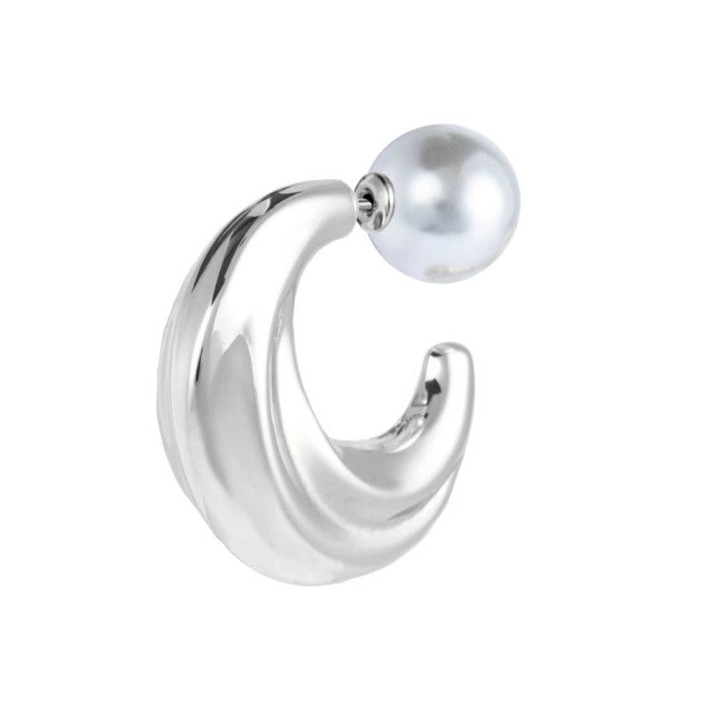 MARLU- Orecchino a lobo a cerchietto aperto bombato 2,9cm con chiusura perla