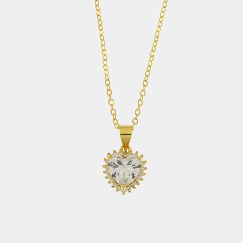 BY SIMON-Collana in Argento 925 con zircone a forma di cuore bianco