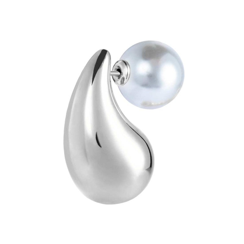 MARLU- Orecchino a lobo goccia 2,6 cm con chiusura perla