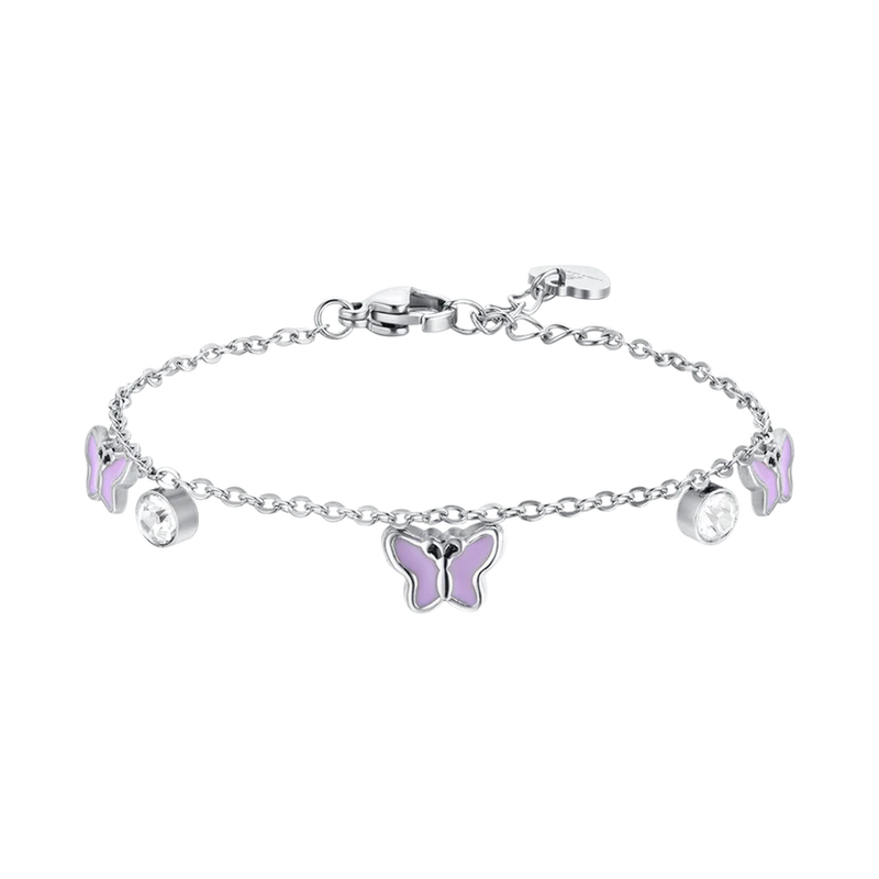 LUCA BARRA - BRACCIALE BAMBINA IN ACCIAIO SMALTO VIOLA