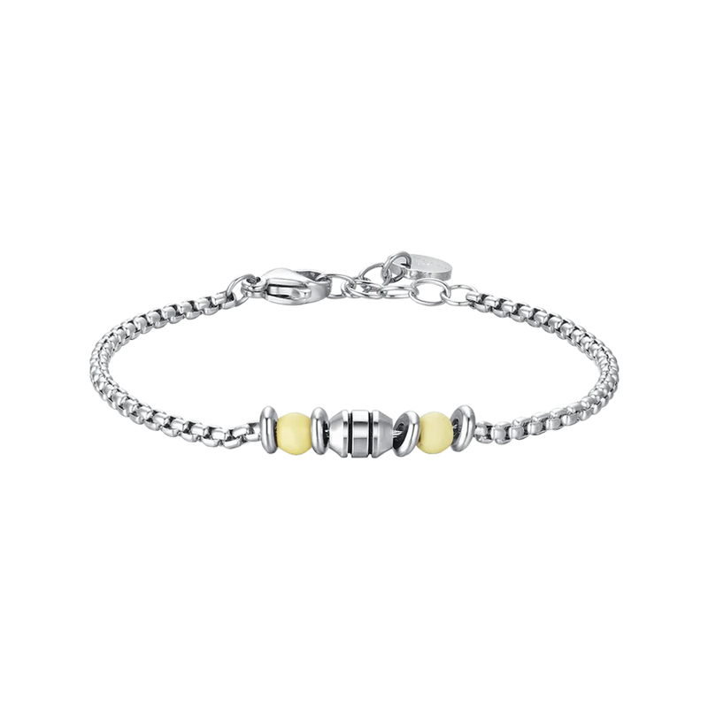 LUCA BARRA - BRACCIALE BAMBINO IN ACCIAIO PIETRE GIALLE