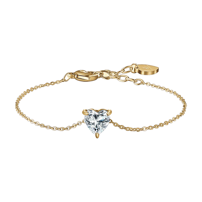 LUCA BARRA - BRACCIALE DONNA IN ACCIAIO E IP GOLD CON CUORE CRISTALLO BIANCO