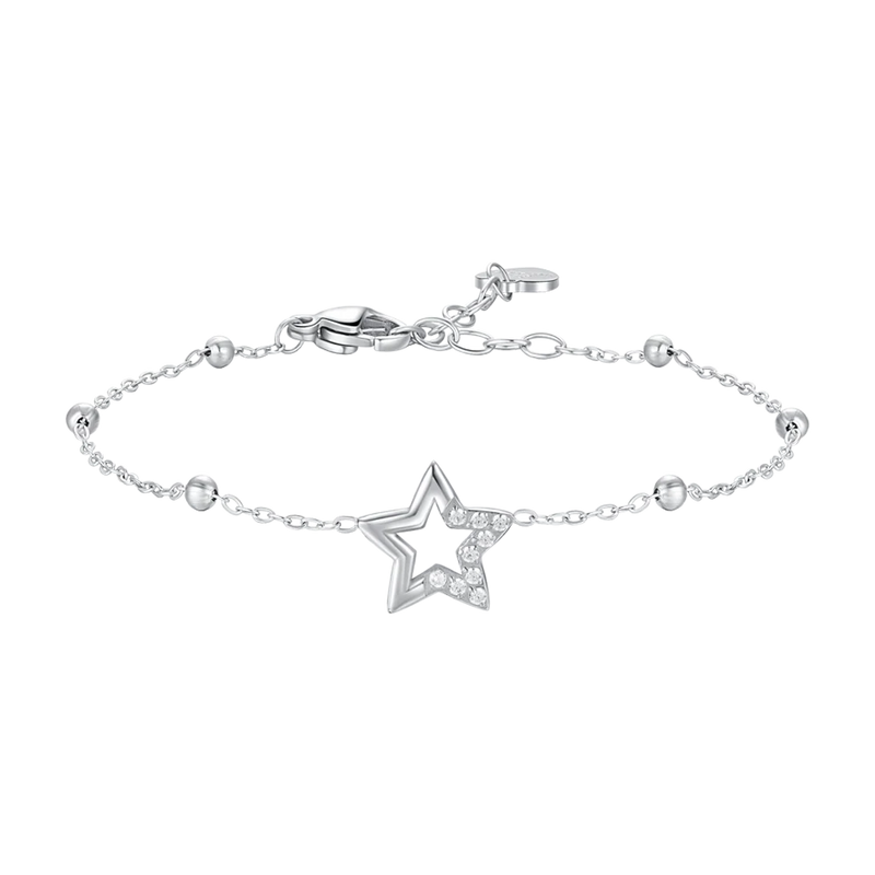 LUCA BARRA-BRACCIALE DONNA IN ACCIAIO CON STELLA E PUNTI LUCE DI ZIRCONE BIANCO