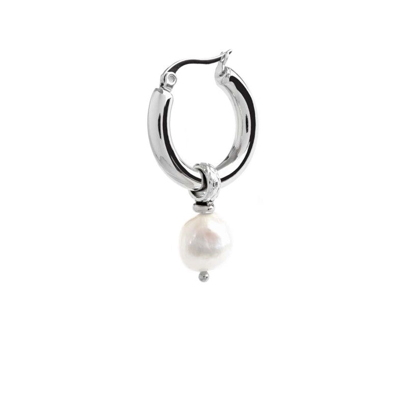MARLU- Orecchino a cerchio con perla pendente
