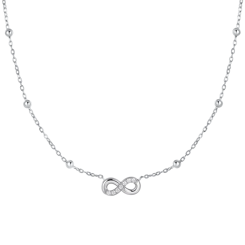 LUCA BARRA-COLLANA DONNA IN ACCIAIO CON INFINITO E PUNTI LUCE DI ZIRCONE BIANCO