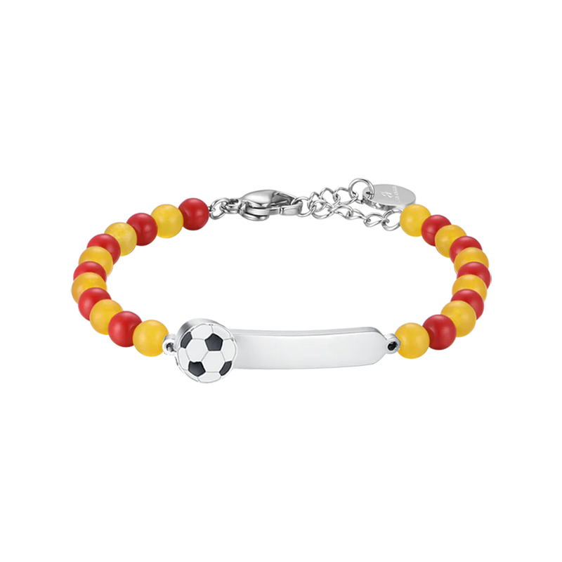 LUCA BARRA-BRACCIALE BAMBINO IN ACCIAIO CON PIETRE ROSSE E GIALLE