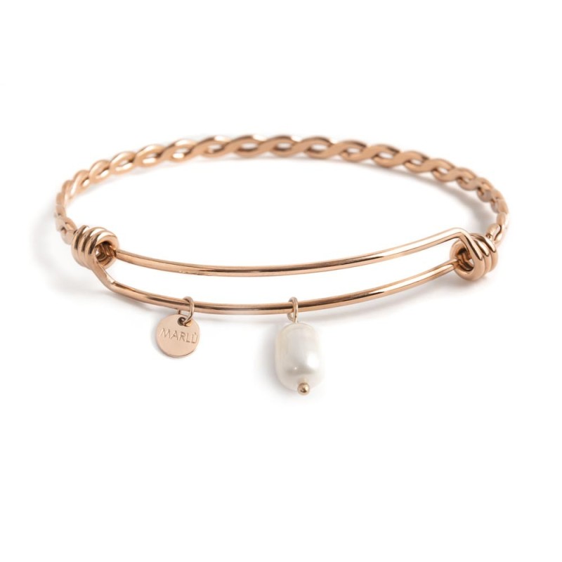 MARLU - Bracciale rigido bangle torchon con perla