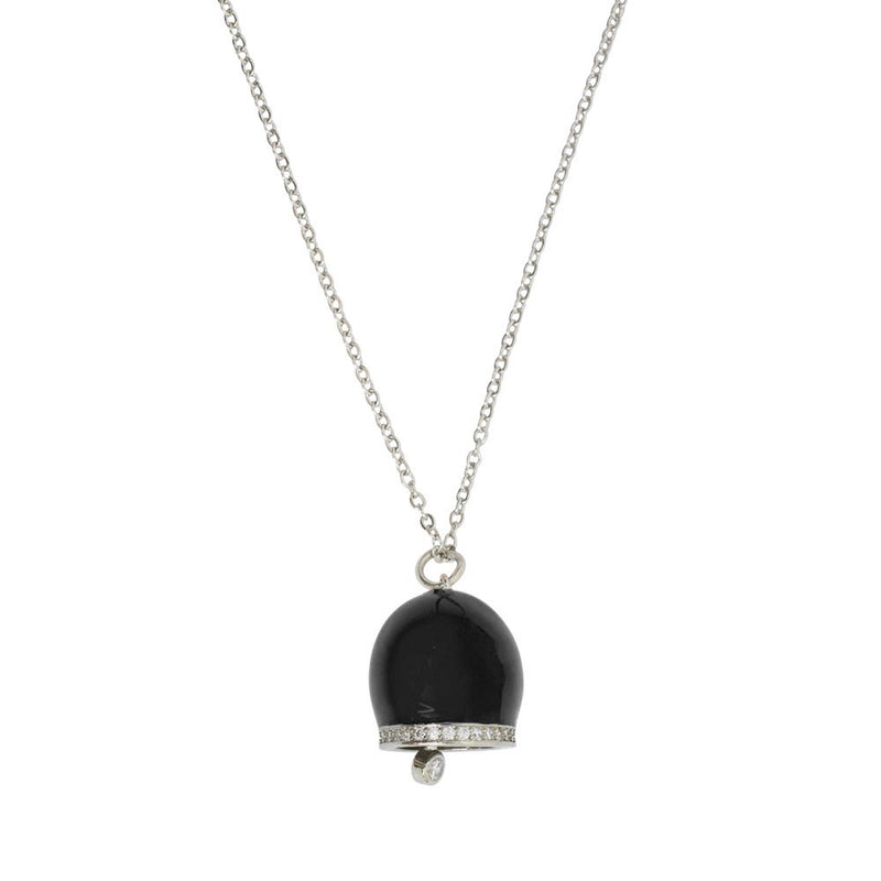 BY SIMON-Collana con campanella nera e zirconi