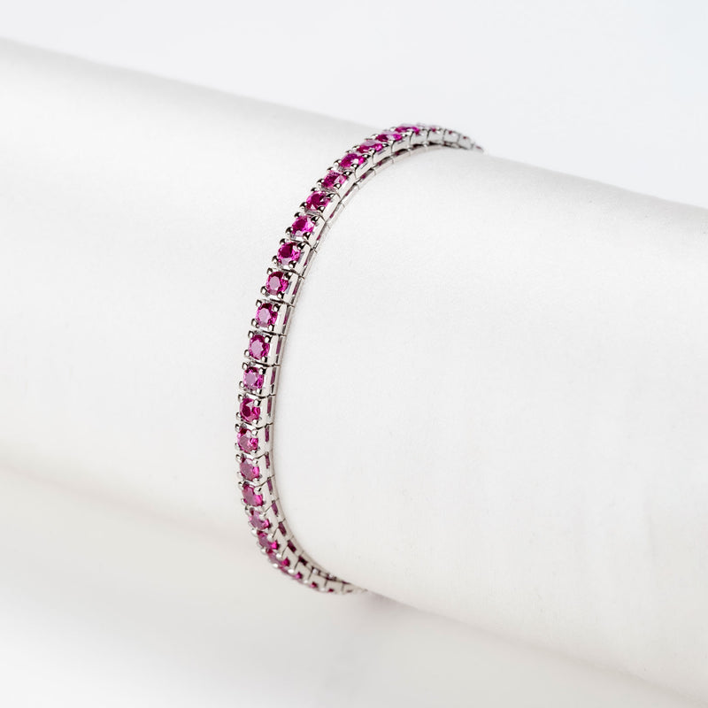 PREZIOSI ARGENTO 925-Bracciale Tennis in argento 925 con zirconi color magenta