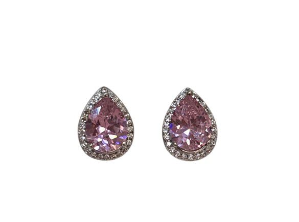 PREZIOSI ARGENTO-Orecchini goccia rosa in argento 925