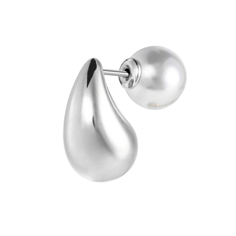 MARLU- Orecchino a lobo goccia 1,8 cm con chiusura perla