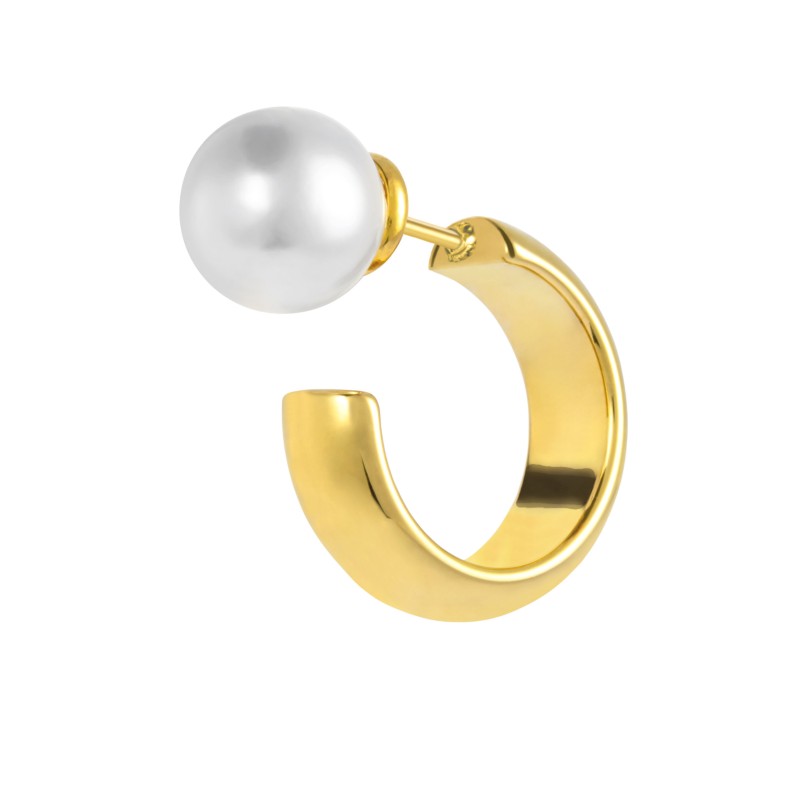 MARLU- Orecchino a lobo a cerchietto 1,5cm con chiusura perla