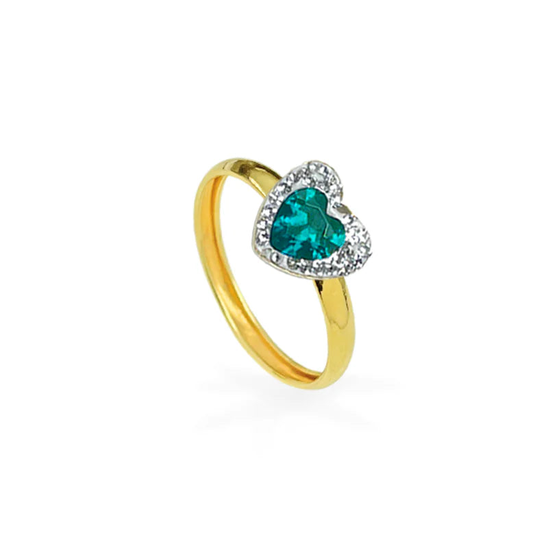 FALCO GIOIELLI - Anello in Oro con Cuore Azzurro e Punti Luce - Oro18kt - 1,2 gr.