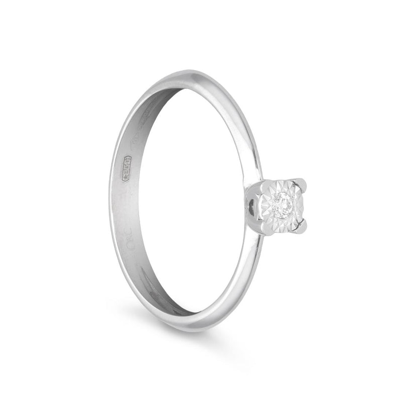 Anello Solitario in Oro 18 kt con Diamanti ct 0,03