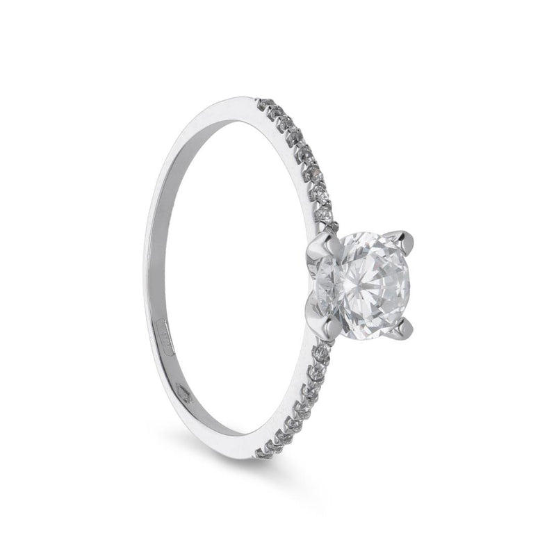 Anello Solitario in Oro con Zirconi – Falco Gioielli
