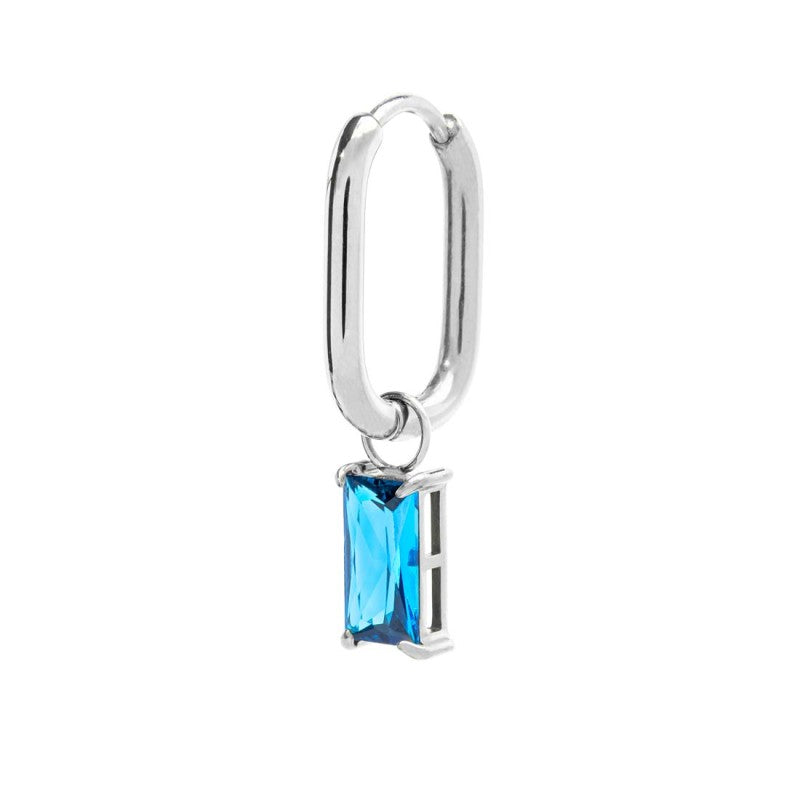 MARLU- Orecchino ovale con zircone baguette