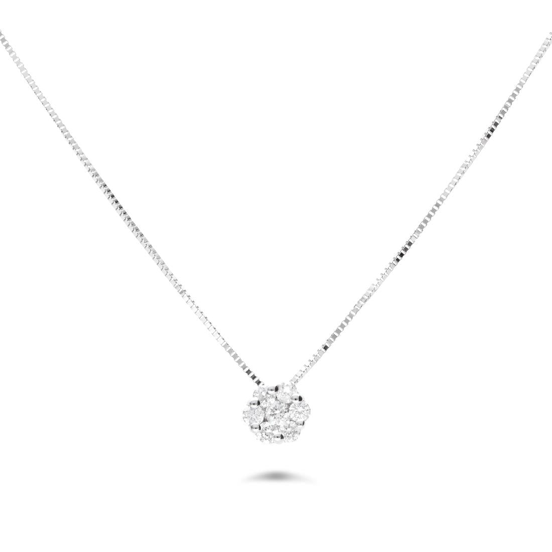 Collana punto luce in oro con diamanti ct. 0,19- Oro18kt
