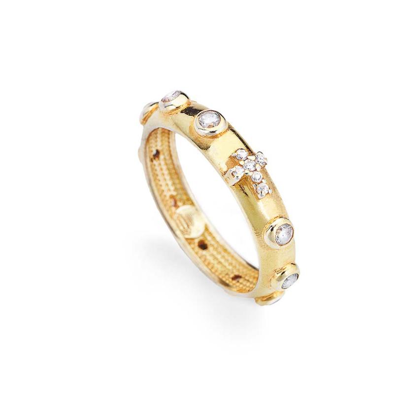 PREZIOSI ARGENTO 925 - Anello Rosario Zirconi