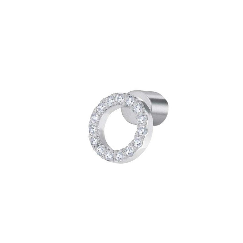 MARLU- Orecchino a lobo cerchio 0,8cm con zirconi bianchi