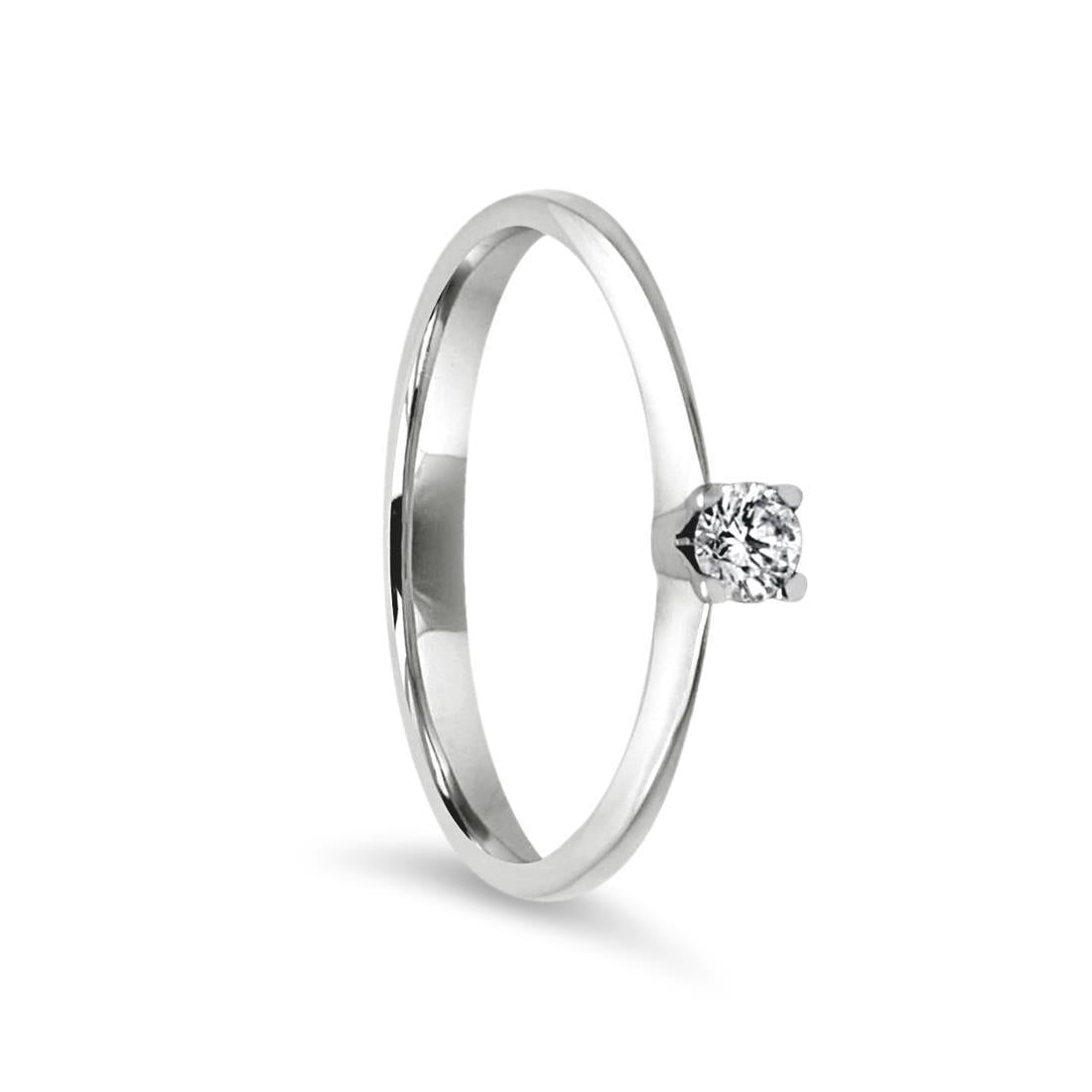 Anello Solitario in Oro 18 kt con Diamante ct 0,15