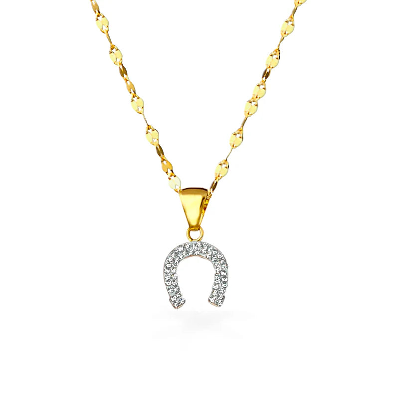 Collana in Oro e Ferro di Cavallo con Zirconi - Oro18kt - 1,7 gr.