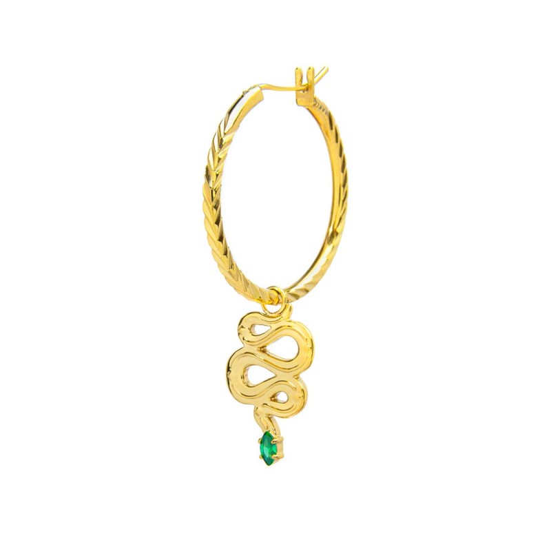 MARLU- Orecchino a cerchio serpente con zircone