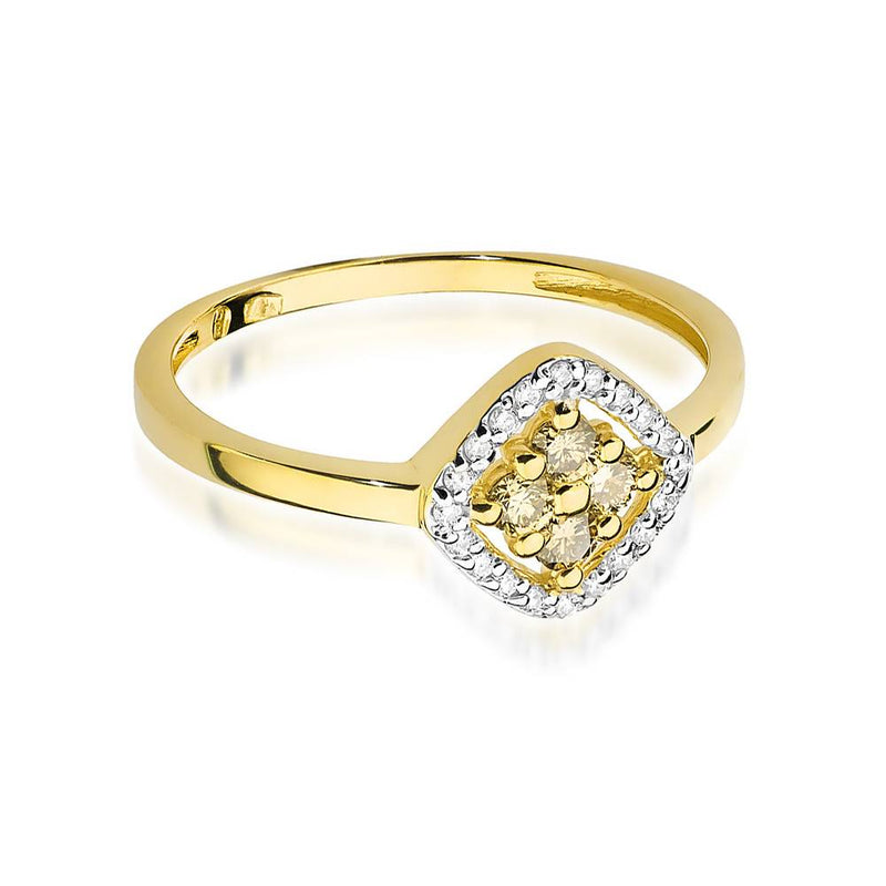 FALCO GIOIELLI - Anello Quadri in Oro con Diamanti Brown