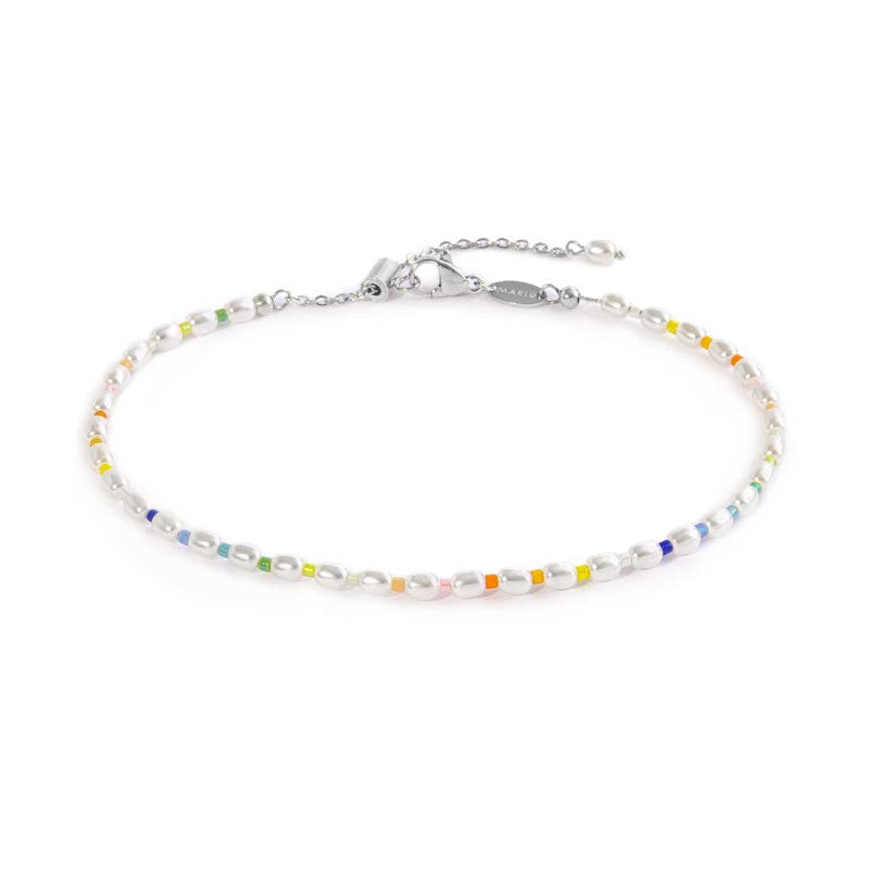MARLU- Cavigliera perle irregolari e miyuki multicolor