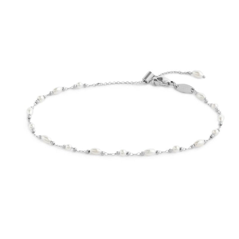 MARLU- Cavigliera catena con perle ovali e a sfera