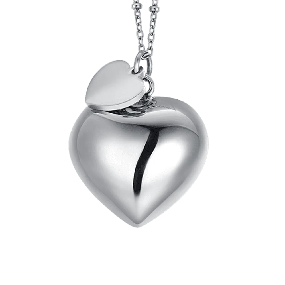 LUCA BARRA - COLLANA CHIAMA ANGELI IN ACCIAIO CON CIONDOLO CUORE E CUORE CHARM