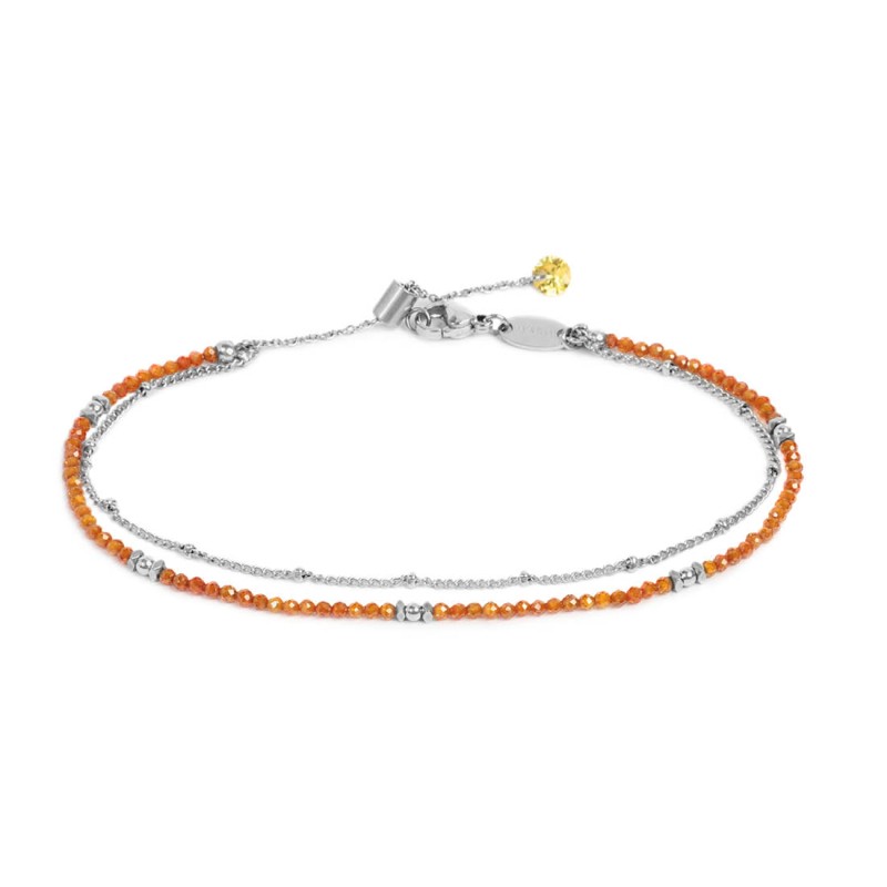 MARLU- Cavigliera doppia catena con zirconi