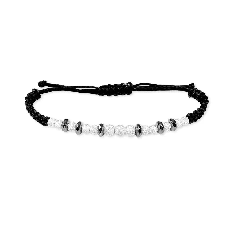 FALCO GIOIELLI- Bracciale ScoobyDoo in Tessuto con mix di sfere in Oro Bianco - Oro18kt - 1,2 gr.