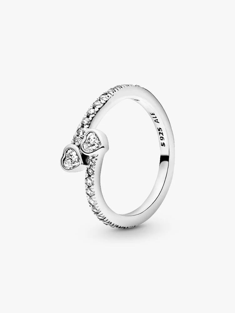 PANDORA-Anello Due Cuori Intrecciati