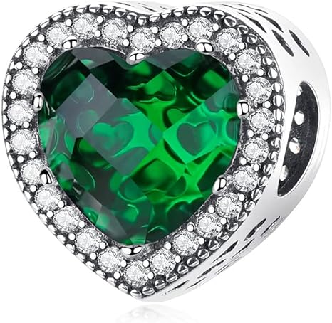 LNQOBU Charm Argento CUORE VERDE