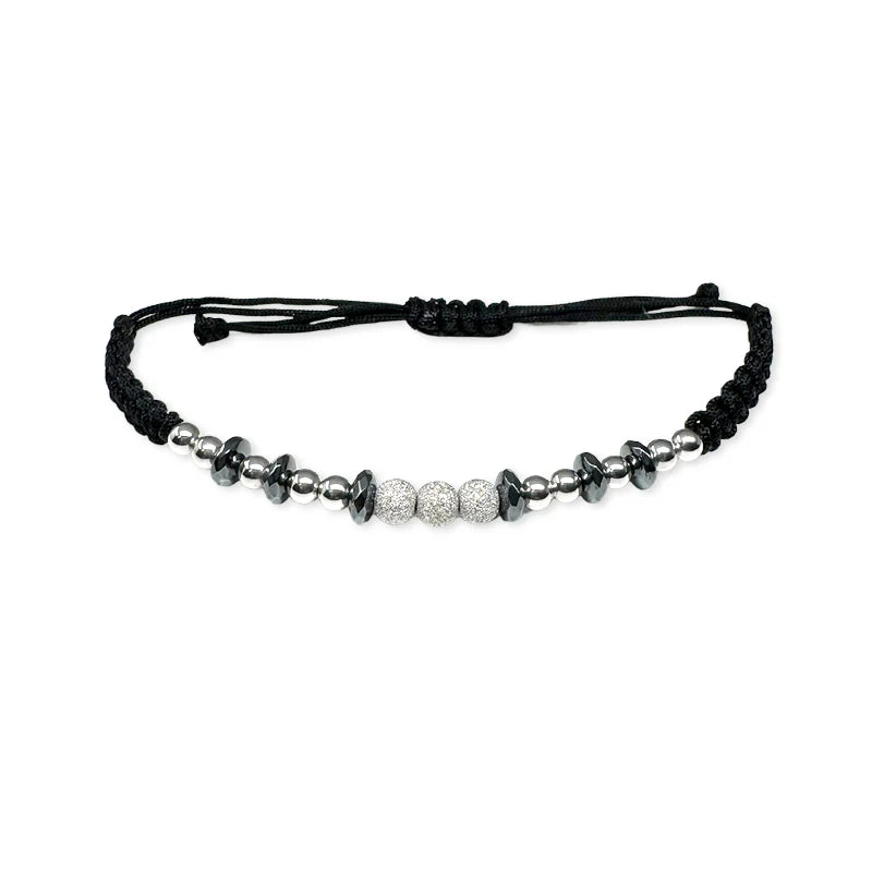 FALCO GIOIELLI  - Bracciale ScoobyDoo in Tessuto con mix di sfere in Oro Bianco VERSIONE 2 - Oro18kt - 1,2 gr.