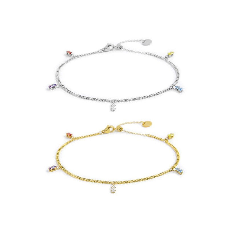 MARLU- Cavigliera zirconi baguette colorati