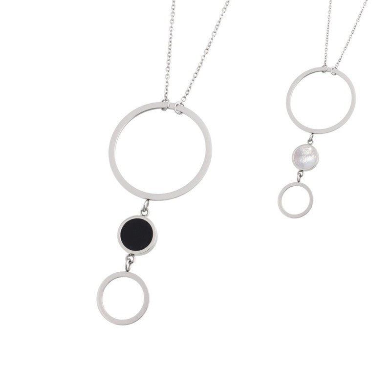 MARLU- Collana con cerchio acrilico e madreperla