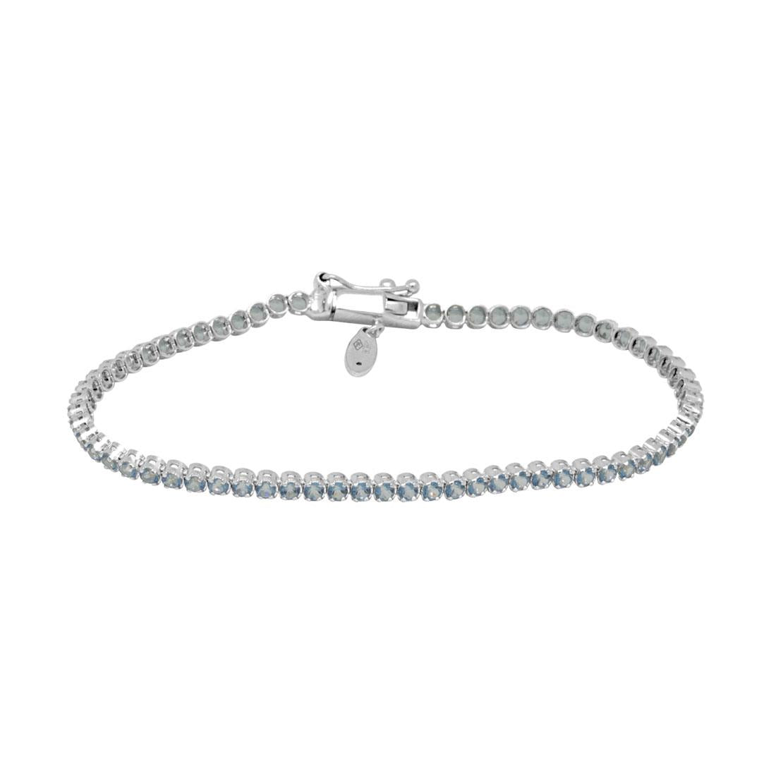 FALCO GIOIELLI  - Bracciale Tennis Bimba in Oro Bianco 18 kt con Topazi Azzurri – Falco Gioielli