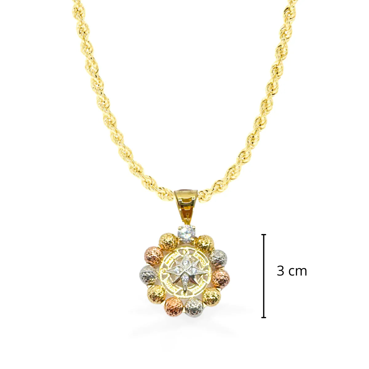 Collana con Rosa dei Venti Multicolor in Oro18kt - 2025  - 4,9 gr.