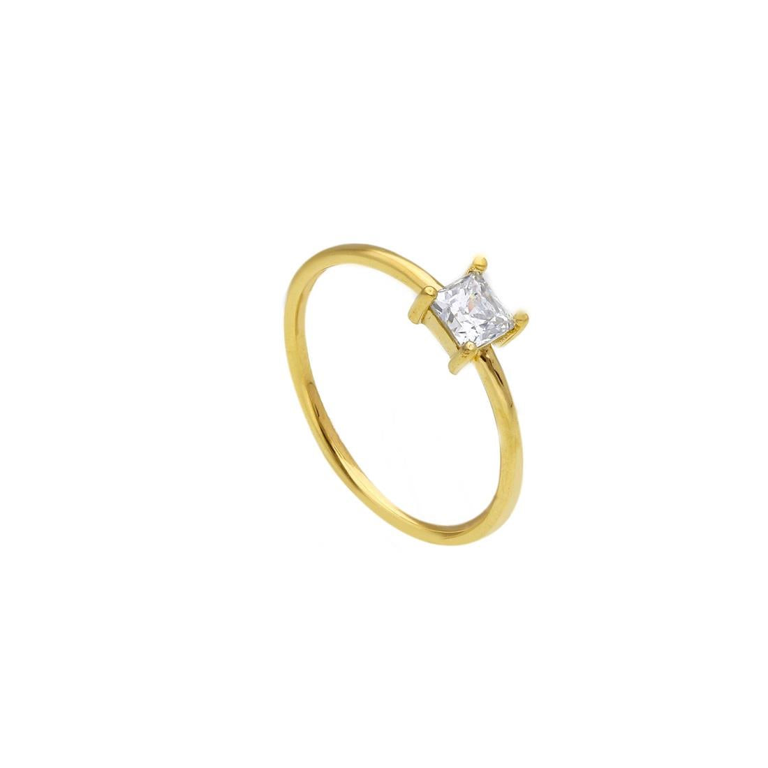 FALCO GIOIELLI  - Anello Solitario in Oro Giallo con Zircone – Falco Gioielli