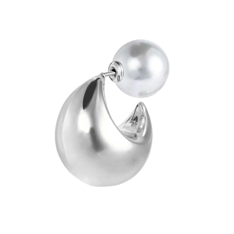 MARLU- Orecchino a lobo a cerchietto aperto bombato 2,2cm con chiusura perla