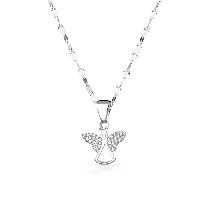 FALCO GIOIELLI  - Collana in Oro Bianco con Angioletto e Punti luce - Oro18kt - 2,5 gr