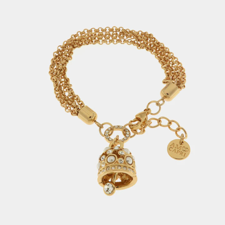 BY SIMON - Bracciale in Metallo campanella con cristalli bianchi
