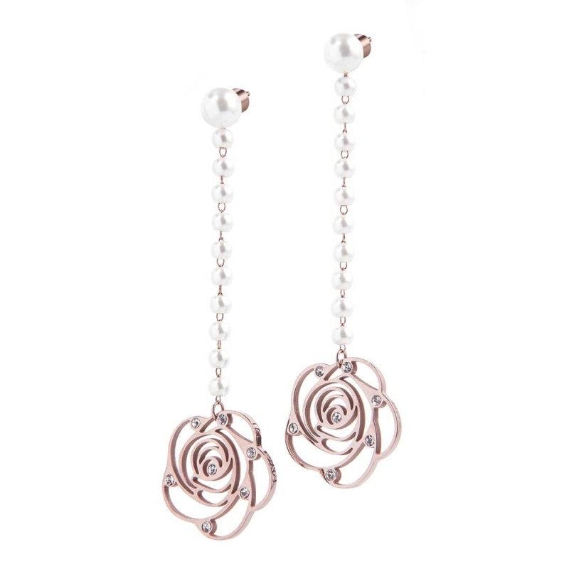 MARLU- Orecchini con pendente rosa con cristalli
