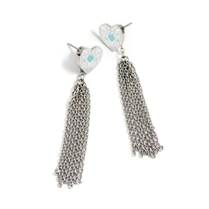 MARLU- Orecchini cuore con nappa pendente
