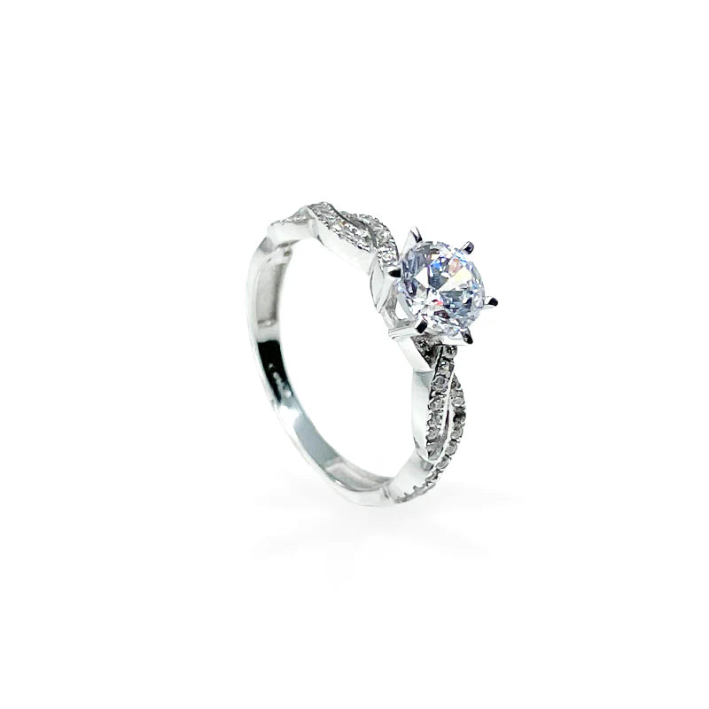 FALCO GIOIELLI  - Anello Intreccio in Oro Bianco con Punti Luce - Oro18kt - 2 gr.