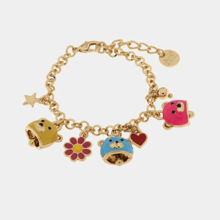 BY SIMON - Bracciale in Metallo con orsetti colorati a forma di campanella
